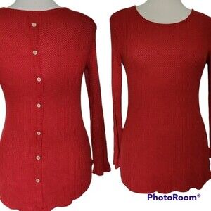 NWT Lana Button Back Rust Waffle Knit Top